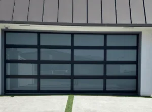 Black modern glass garage door